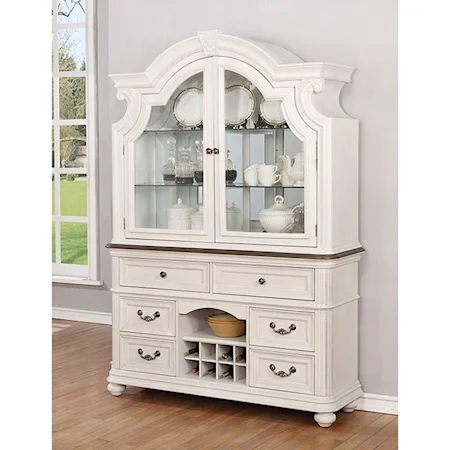 Cottage Buffet and Hutch with Wine Bottle Storage